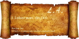 Lieberman Anikó névjegykártya